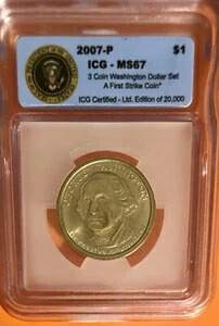 ジョージ・ワシントン 2007-P ファーストストライク ICG-MS67 未流通 1ドル大統領コイン