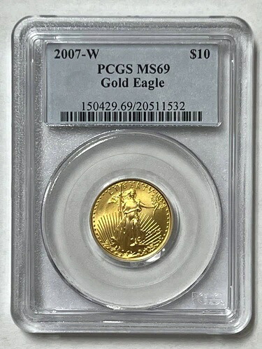 2007年 W $10 ゴールドイーグル 1/4オンス PCGS MS-69 ゴールドイーグル 378,180円