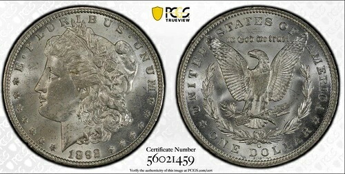1892-O モルガン銀貨 PCGS MS64 (56021459)