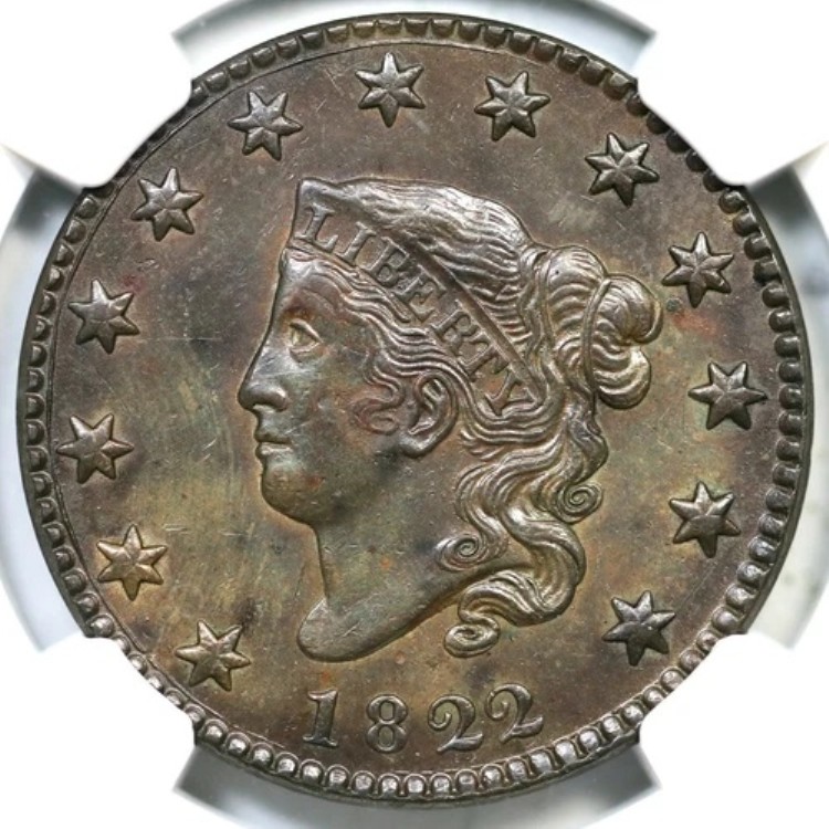 1822 N-3 R-2 NGC AU 詳細 マトロンまたはコロネットヘッド ラージセントコイン 1セント