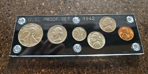1942年 6枚セット 米国造幣局 プルーフセット 宝石コイン（ブラックキャピタルホルダー付き）