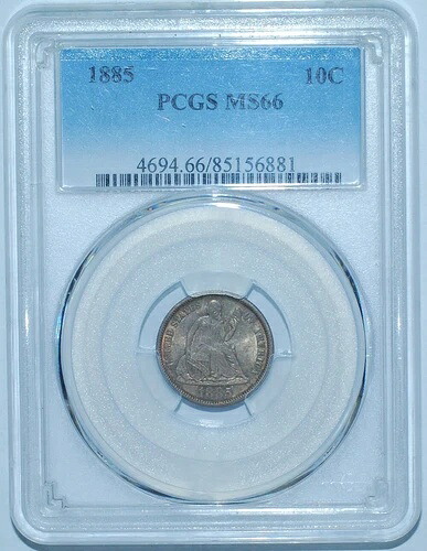 1885年 P PCGS MS66 自由の女神像ダイム