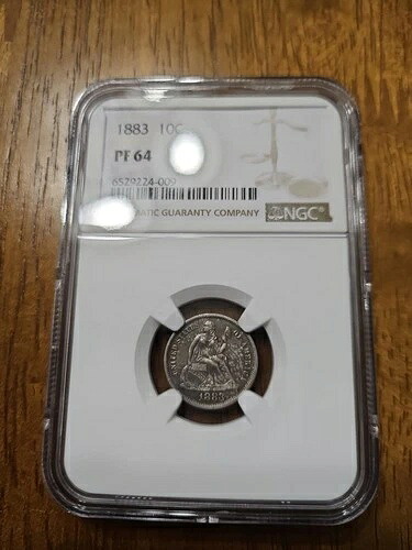 1883年 自由の女神像 着席ダイム PF64 NGC、非常に魅力的な両面トナー