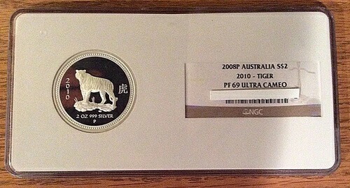 2010年 オーストラリア ルナプルーフ 寅年 シルバー 2オンス NGC鑑定済み 397,485円