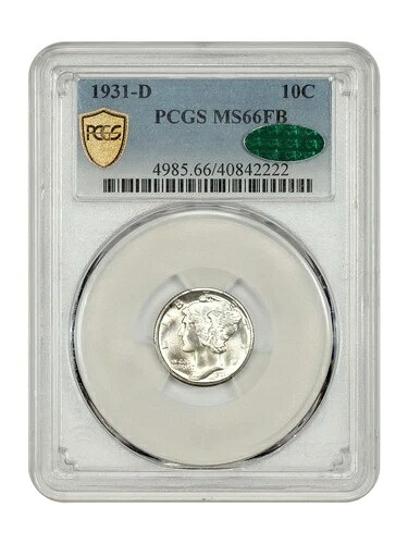 1931-D 10C PCGS/CAC MS66FB - マーキュリーダイム