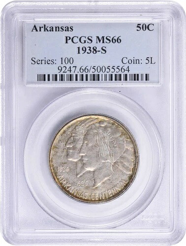 1938-S アーカンソー記念ハーフ MS66 PCGS