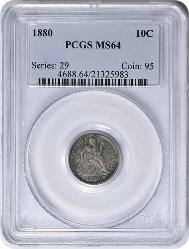 1880年 自由の女神像 シルバーダイム MS64 PCGS
