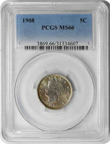 1908年 リバティニッケル MS66 PCGS