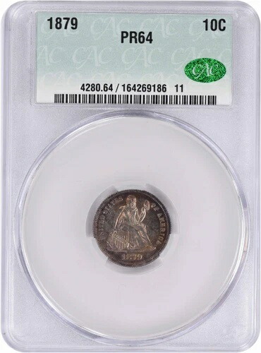1879年 リバティ・シーティング シルバーダイム PR64 CACG 398,970円