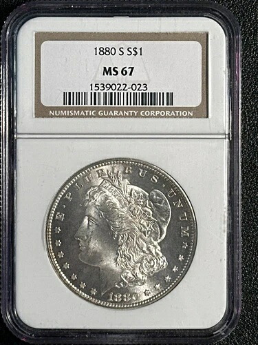 1880年 S モルガン銀貨 NGC MS-67