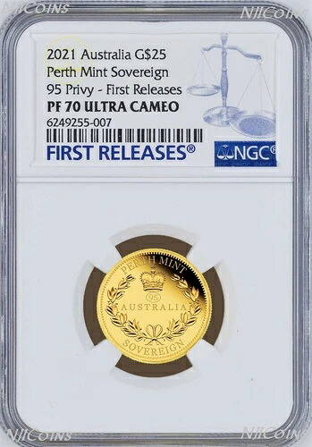 2021 オーストラリア 95 プライベート マーク ソブリン 1/4 オンス ゴールド $25 コイン NGC PF70 FR w/OGP