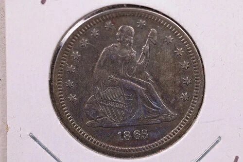 1863年 リバティ・シーテッド・クォーター、ミントステート、未流通コイン、ストア番号1088
