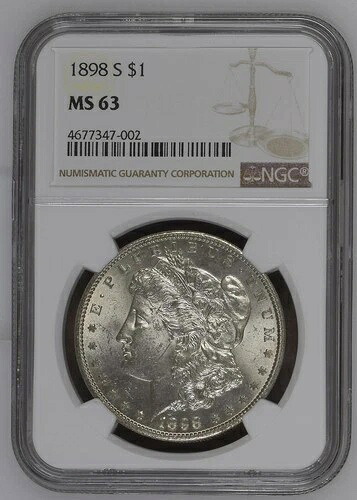 1898年 S モーガン銀貨 NGC MS-63 ハードデイト スーパーブコイン