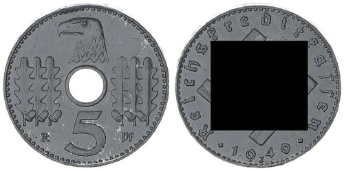 インペリアル・クレジット・オフィス 5 Pfennig J.618 1940 J 希少コインマーク prfr. 106159