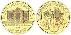 オーストリア 25ユーロ 1/4オンス金貨 2011年 ウィーン・フィルハーモニー管弦楽団 プルーフ 124837