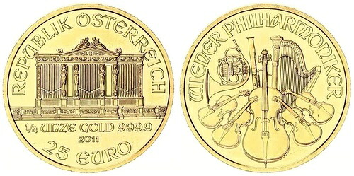 オーストリア 25ユーロ 1/4オンス金貨 2011年 ウィーン・フィルハーモニー管弦楽団 プルーフ 124836