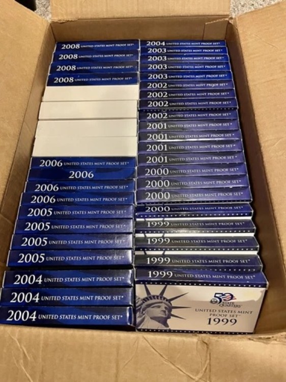 1999年から2008年までの米国造幣局発行プルーフコイン4枚セット（箱・COA付き）ML