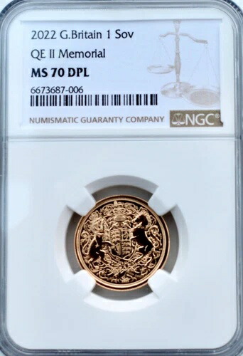 2022年 ゴールド ソブリン QEII メモリアル NGC MS70 DPL (チャールズ3世)