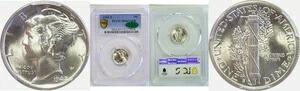 1942-S マーキュリーダイム - PCGS MS-67+ FB CAC