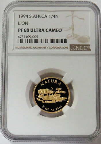 1994年 南アフリカ ゴールド 1/4オンス ライオン ナチュラ NGC PF 68 UC