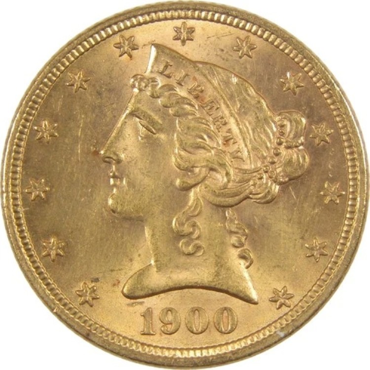 1900年 リバティヘッド ハーフイーグル ボーダーライン 未流通金貨 5ドル|WORLD RESOURCE【KING店】