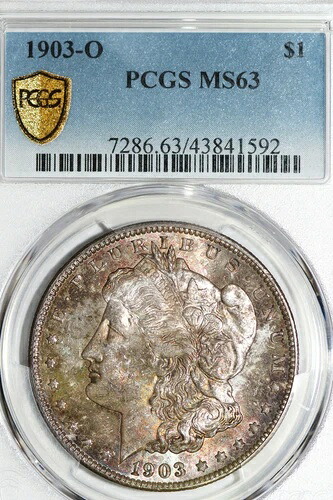 オリジナル封筒 レインボートーン 1903-O モルガンダラー PCGS MS63 (43841592)