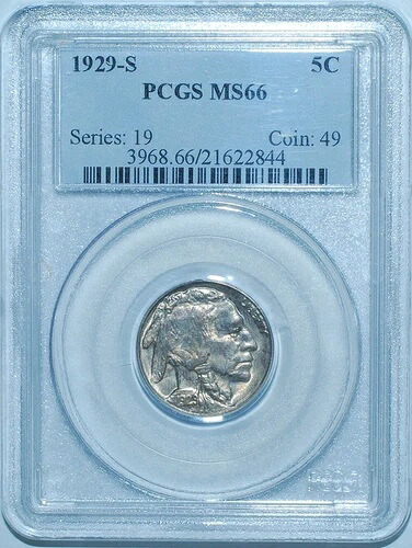 1929年 S PCGS MS66 バッファローニッケル