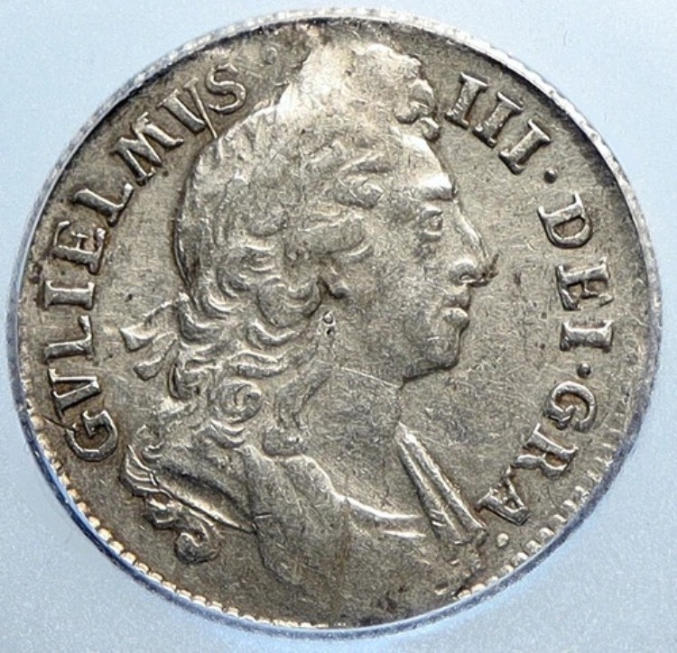 1696年 英国 ウィリアム3世 純正銀貨 シリング ICG i113290