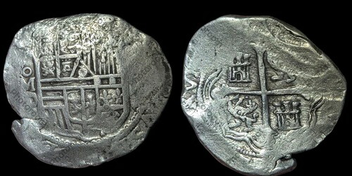 海賊コブ スペイン植民地コイン フィリップ3世 銀貨 8レアル メキシコ MD 1618、23g