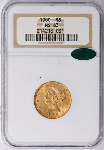 1900年 リバティヘッド 5ドル ハーフイーグル ゴールド NGC MS63 CAC