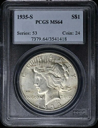 1935-S 1ドル 平和ドル PCGS MS64