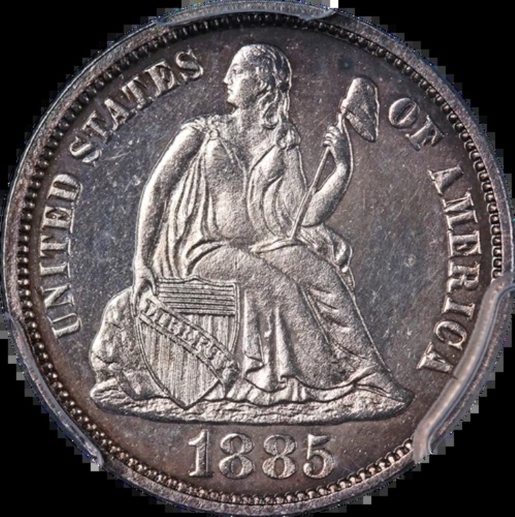 1885年 シーテッド・リバティ ダイムプルーフ PCGS PR65 素晴らしい外観 強い刻印