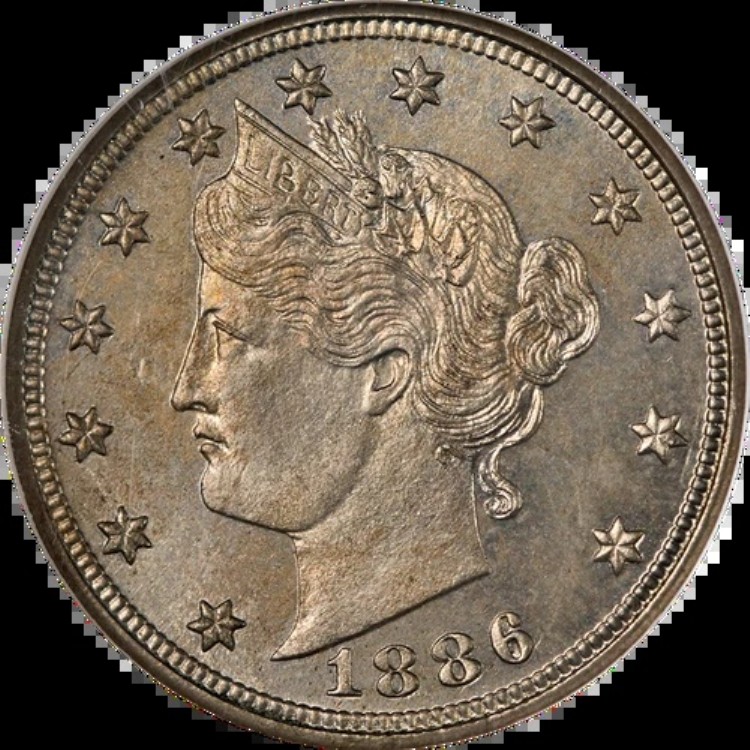 1886年 リバティV ニッケルプルーフ CAC ステッカー NGC PF65 見た目も素晴らしい 色も抜群