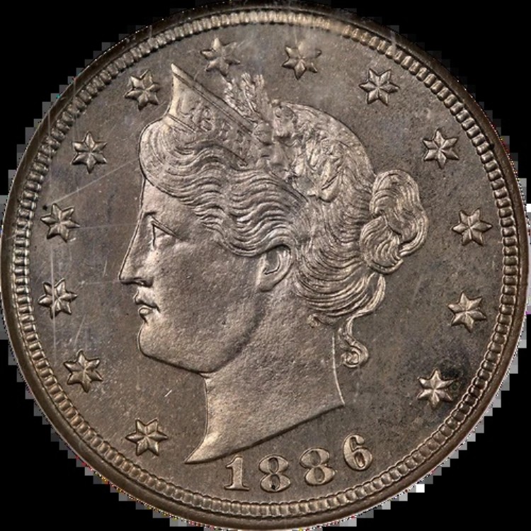 1886年 リバティV ニッケル プルーフ NGC PF66 素晴らしい外観 強い打痕