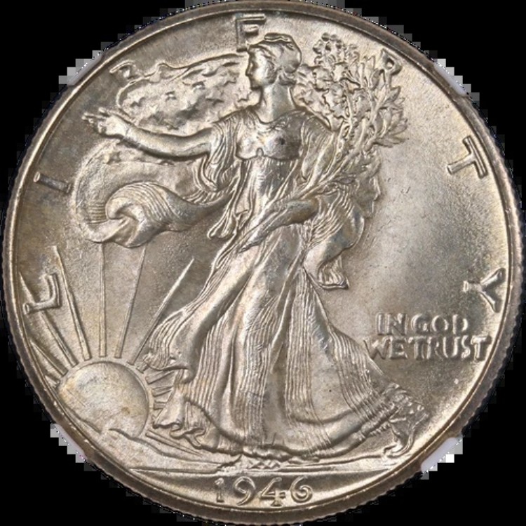 1946-D ウォーキング・リバティ・ハーフ NGC MS67 素晴らしい外観 ナイス・ストライク