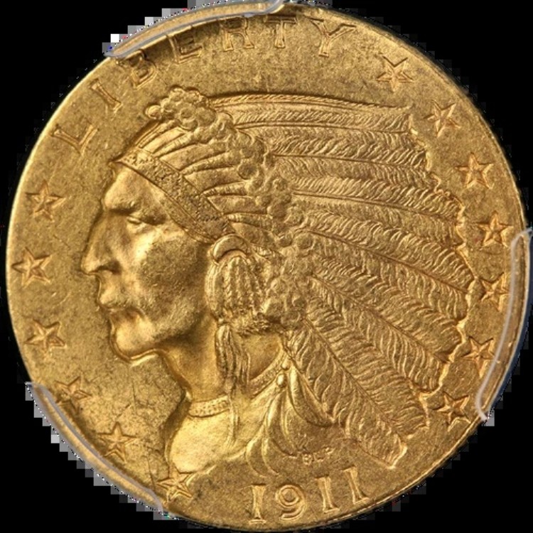 1911-P インディアンゴールド 2.50ドル PCGS MS63 美しい外観 強い刻印