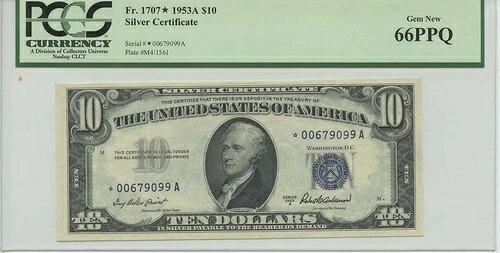 1953A 10ドル銀貨 FR#1707* PCGS 66ジェム 新品PPQ 405,900円