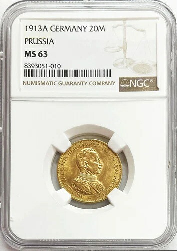 1913年 ドイツ諸州プロイセン 20マルク記念金貨 胸像 ドイツ造幣局 63