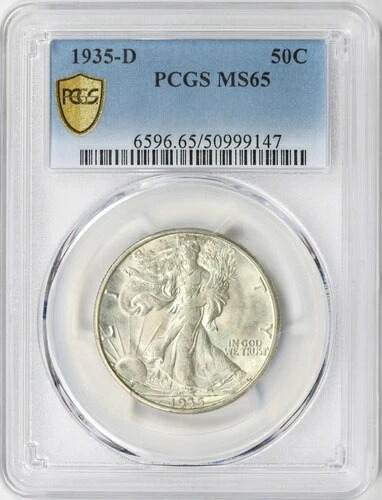 1935-D 50セント ウォーキング・リバティ シルバー ハーフドル PCGS MS65