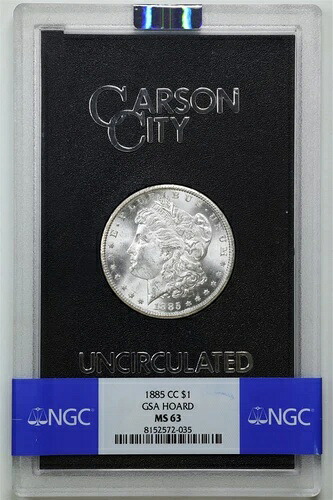 1885-CC $1 GSA モルガン銀貨 MS63 NGC 8152572-035 箱・鑑定書付き