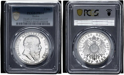バース5マーク1907 Gフリードリヒ - 死の時 PCGS PR64 プルーフ 116202