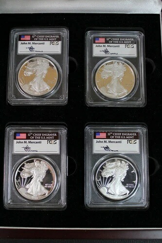2018-S ASE 4枚セット PCGS PR70DCAM 発行初日 D、P ANA、P、WDC 箱付き 2AUR