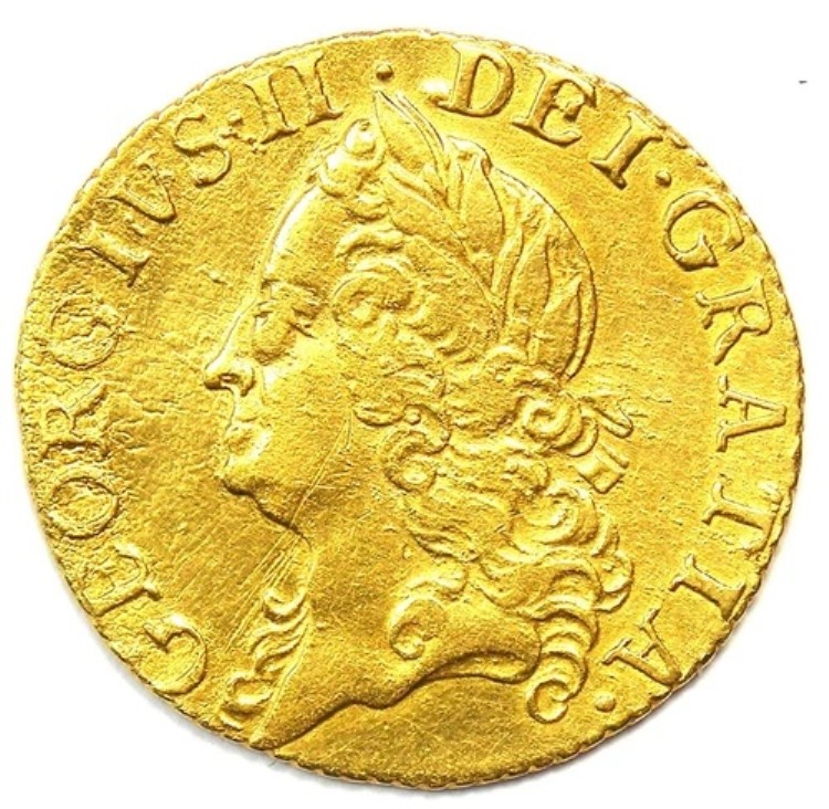 1756年 英国 ジョージ2世 金貨 ハーフギニー 1/2G - チョイス XF / AU 詳細 - 希少