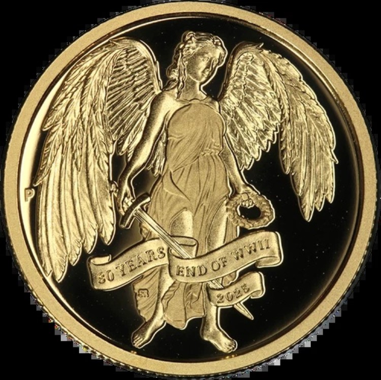 2025 年オーストラリア 1/4 オンス金貨 25 ドルプルーフ 第二次世界大戦勝利記念 OGP COA - ST...