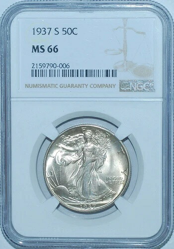 1937年S NGC MS66 ウォーキング・リバティ・ハーフダラー