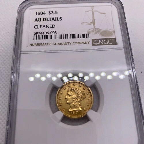 1884年 2.5ドル金貨 NGC AU Det. 希少な日付 発行枚数わずか1950枚|WORLD RESOURCE【KING店】