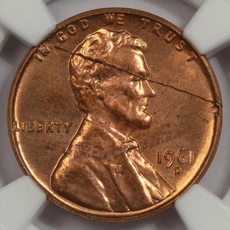 1961年 NGC MS64 RD ひび割れた欠陥のあるプランシェットセントに刻印 ミントエラー 超レア｜WORLD RESOURCE【KING店】