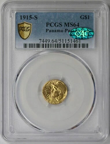 1915-S パナマ・パシフィック記念金貨 $1 MS 64 PCGS パン・パシフィック・セキュア CAC 380,160円