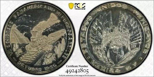 1950年 第7回パンアメリカン鉄道会議 PCGS SP-63 メキシコ フロステッド 570 2グレードのみ高評価｜WORLD RESOURCE【KING店】