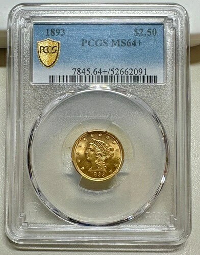 1893 年 $2.50 ゴールド リバティ クォーター イーグル PCGS MS64+ 良好 !!!